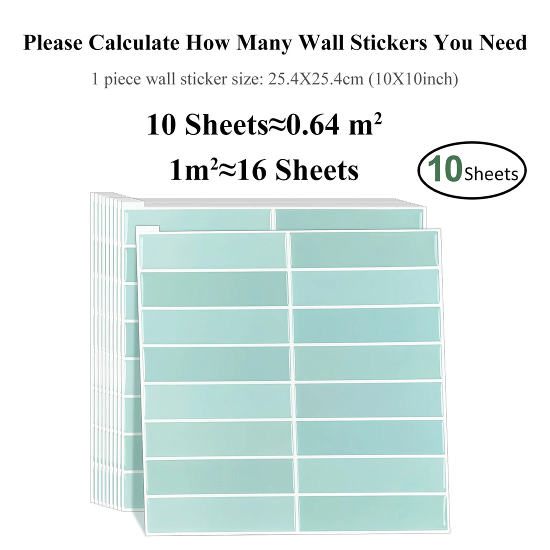 10 PCS Waterproof and Anti-oil Stick-On Tiles