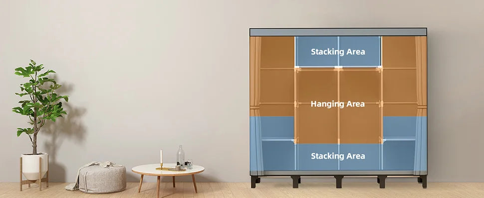 Loefme Canvas Wardrobe Clothes Closet Organizer Portable Storage