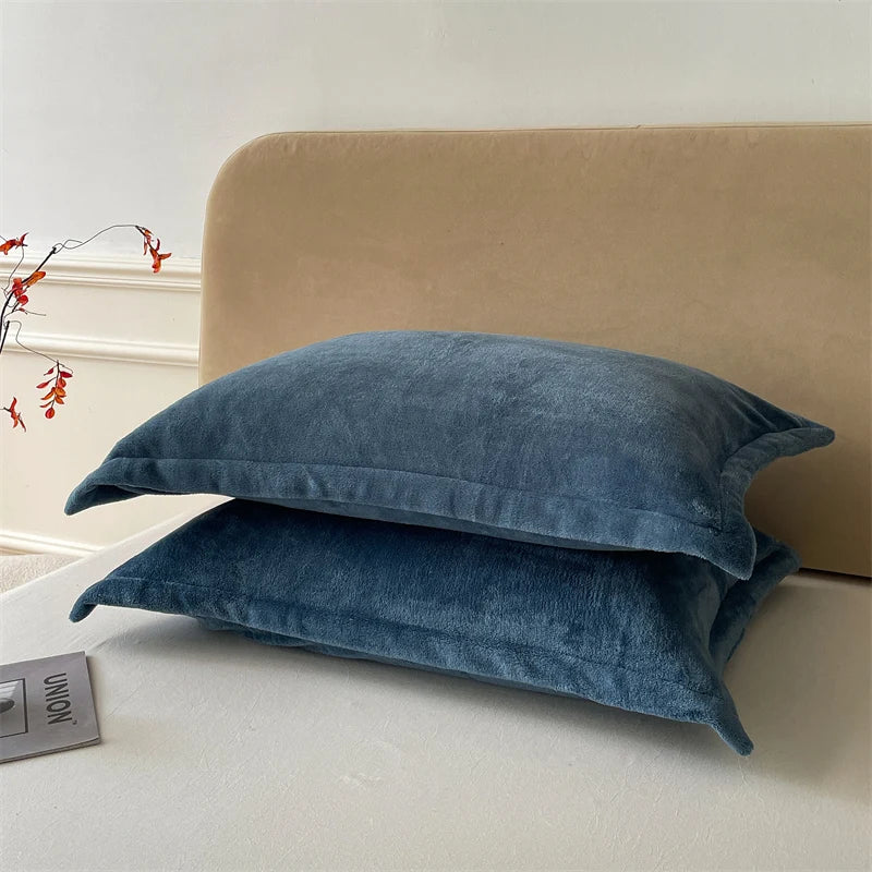 Solid Color Pillows Cover Velvet Pillowslip funda almohada 48x74cm Pillowcase