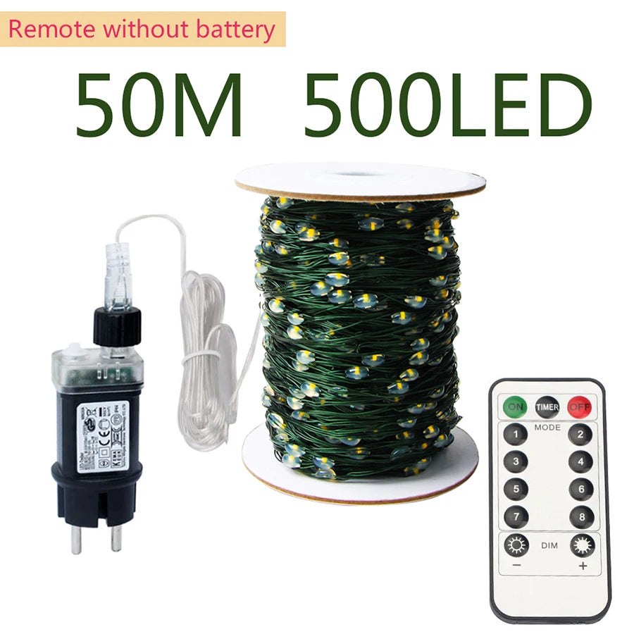 100M 200M LED String Lights Green Wire Fairy Lights