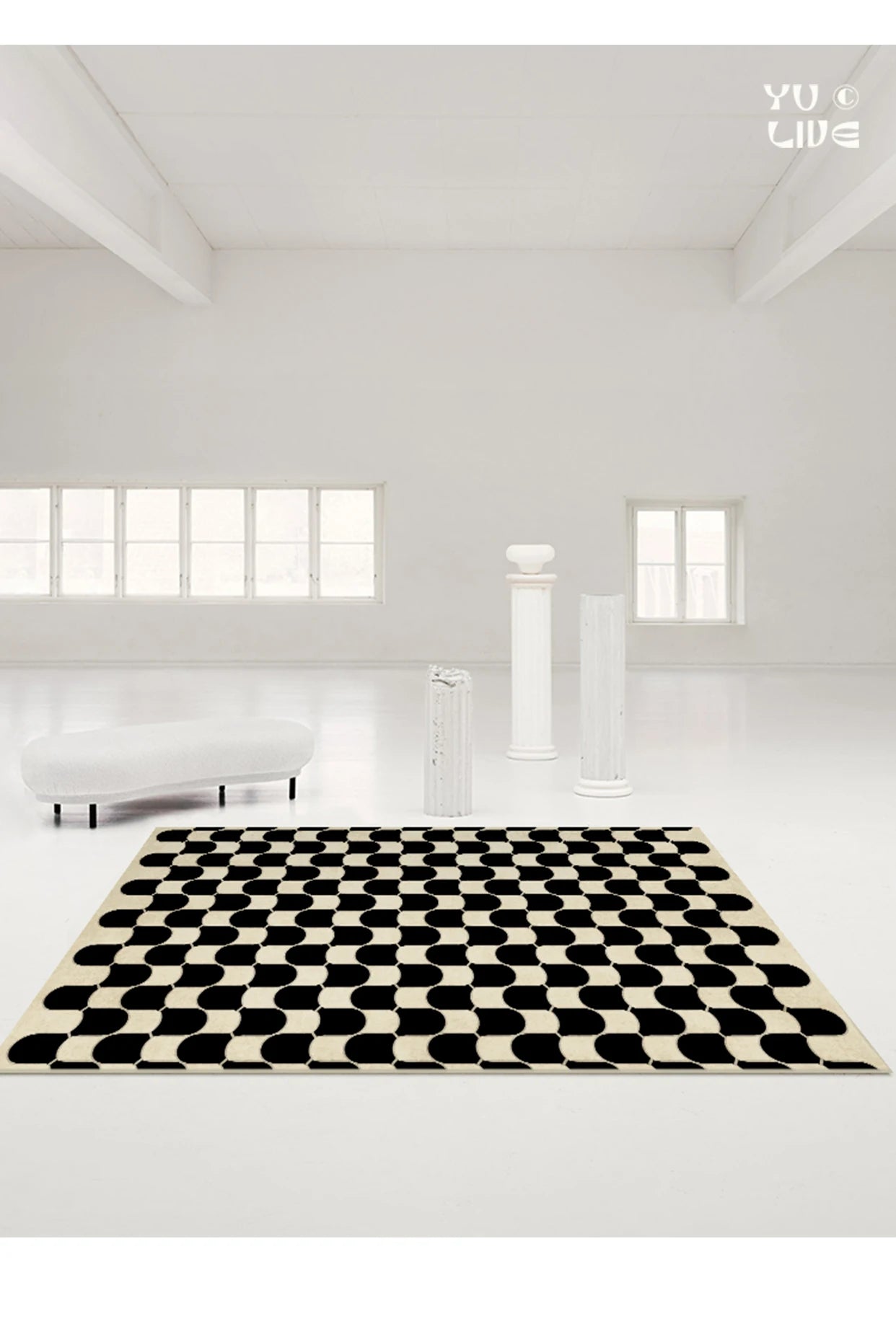 French Retro Rugs for Bedroom Checkerboard Living Room Decoration
