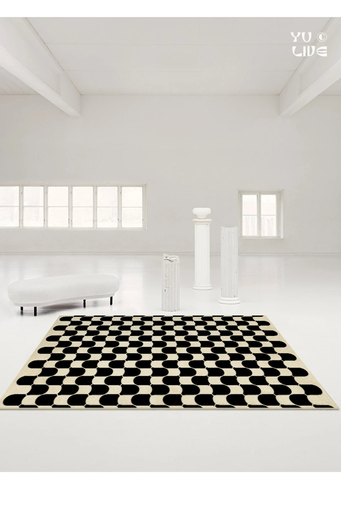 French Retro Rugs for Bedroom Checkerboard Living Room Decoration