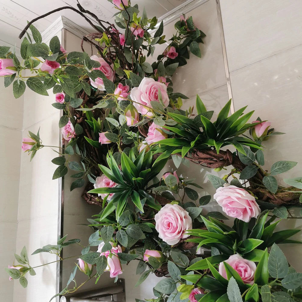 1.75 Meter Artificial Vine Green Leaf Simulation Rose Rattan Plant