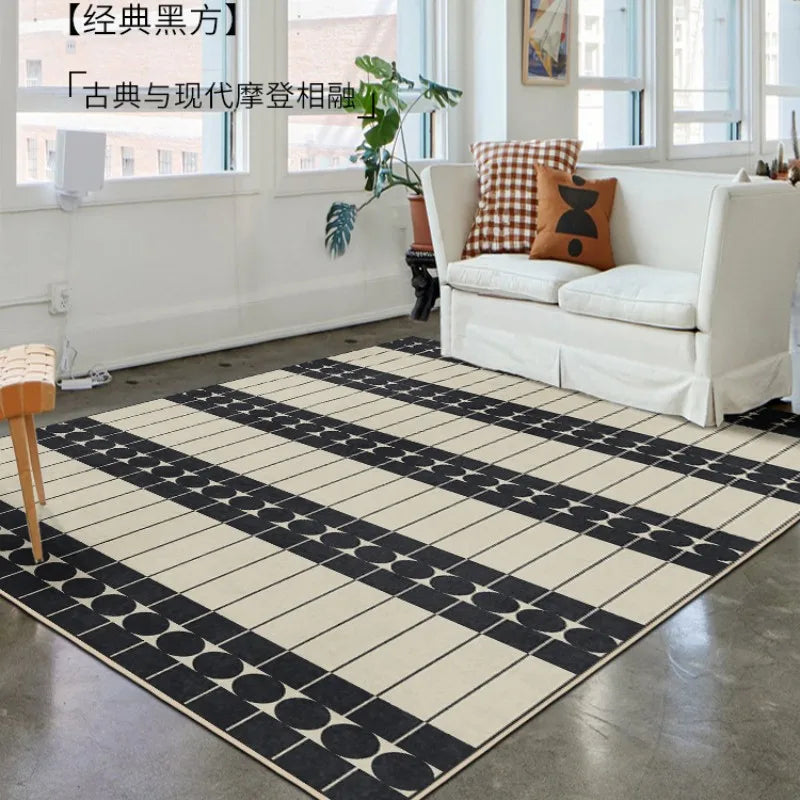French Retro Rugs for Bedroom Checkerboard Living Room Decoration