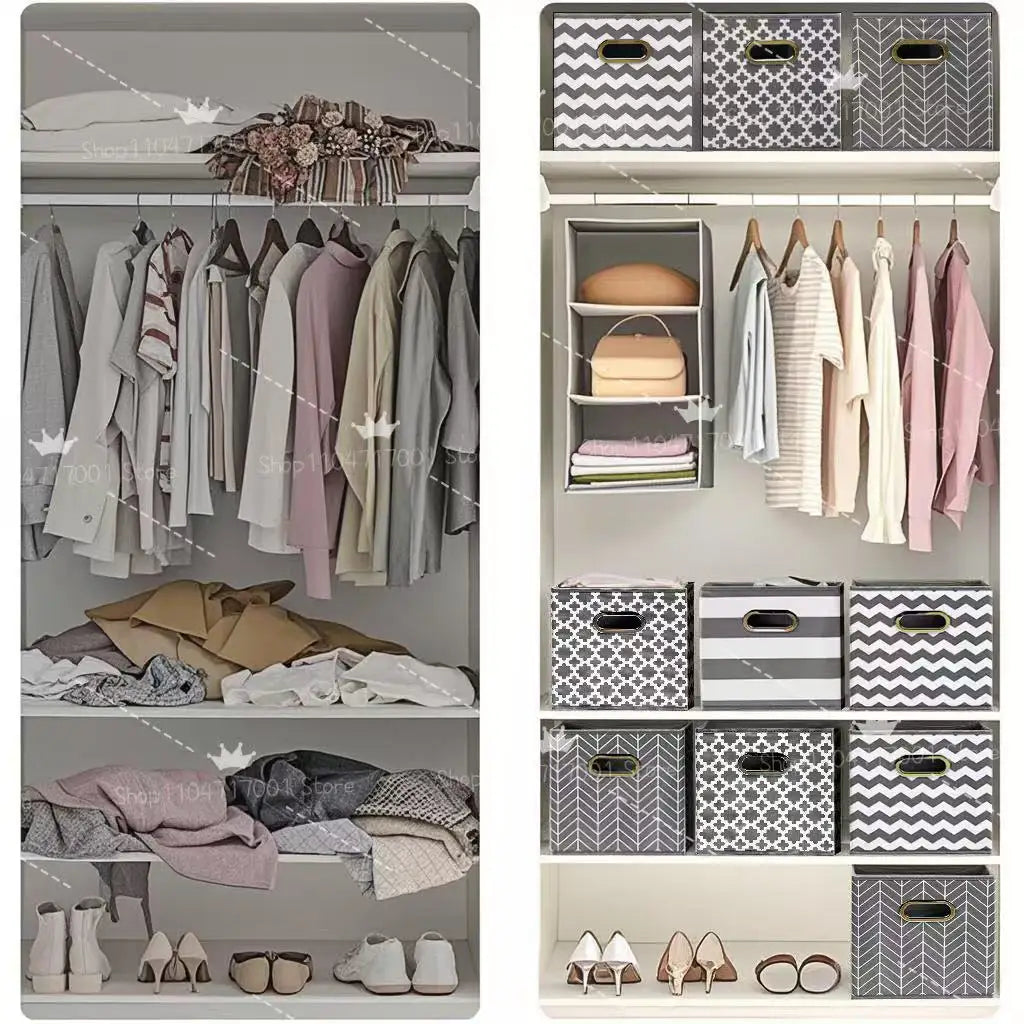 Foldable Organizer Basket With Handle Collapsible Storage Box