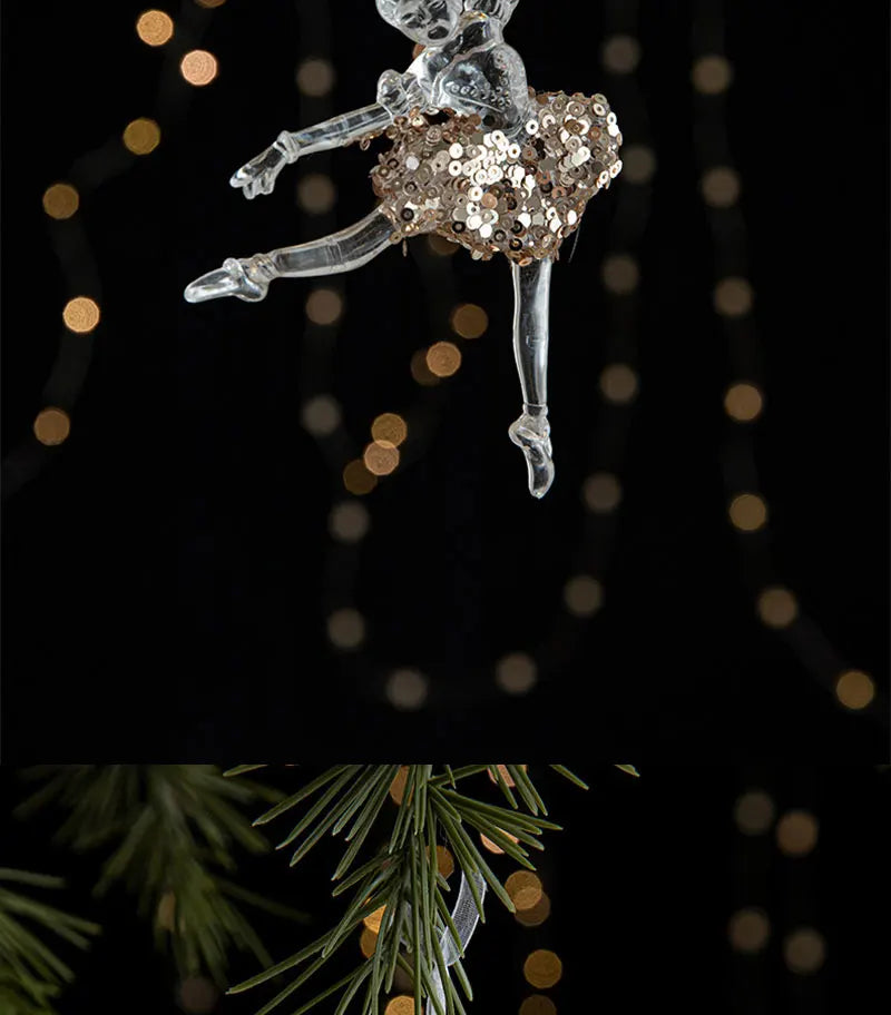 Crystal Christmas Tree Ornaments Acrylic Clear Hanging Crystals for Christmas