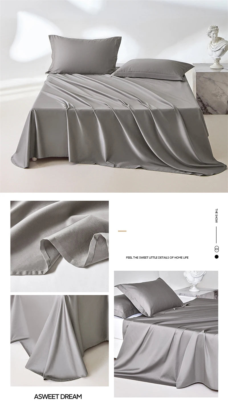 1pc Bed Flat Sheet 100% Egyptian Cotton Solid Color Top Sheets Single Double