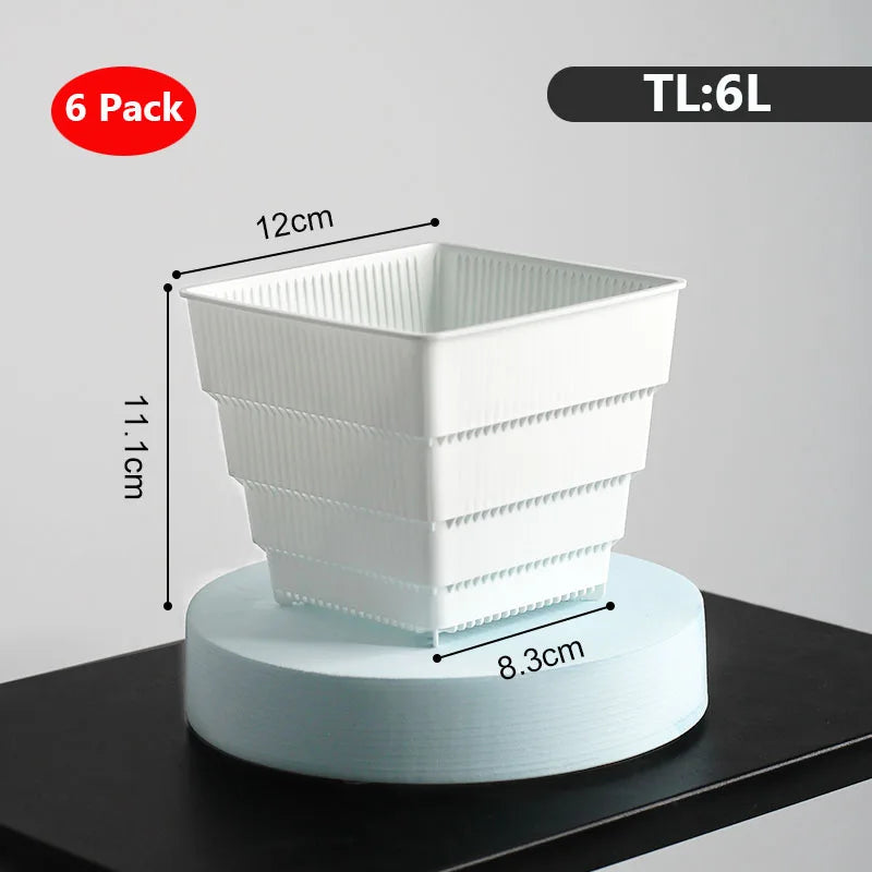 6 Pack Square Succulent Pots - Air Prunning Plastic Planters for Cactus