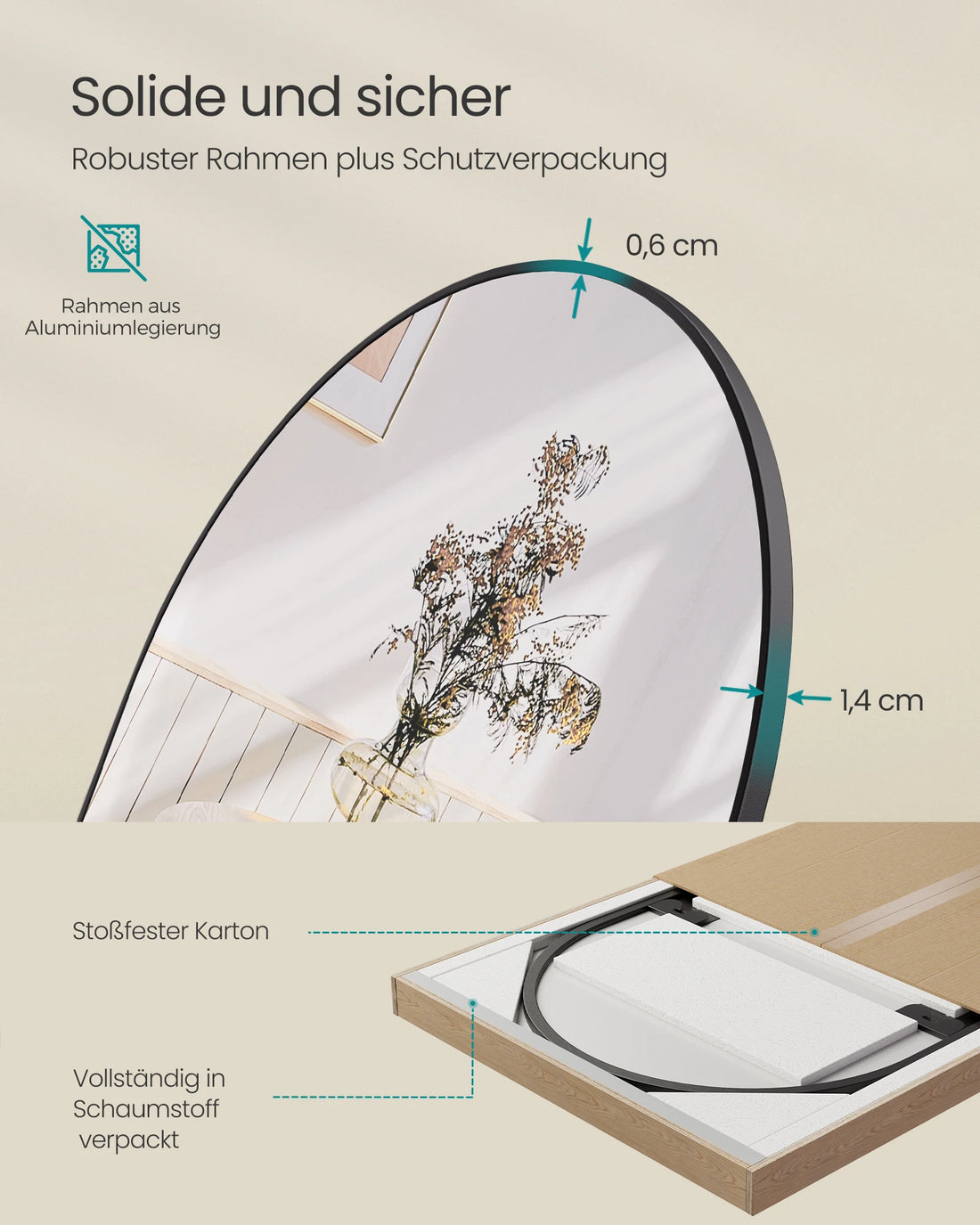SONGMICS full-length mirror arched stand mirror aluminum
