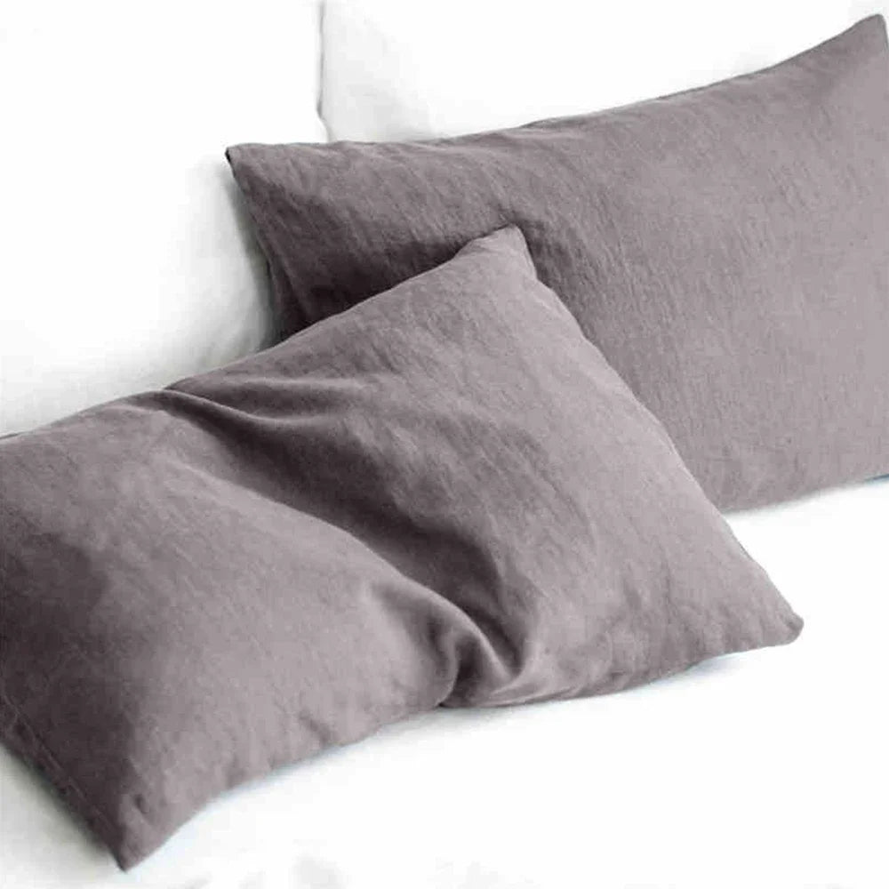 Set of 2 100%Linen Soft Breathable Pillowcase Decorative Square