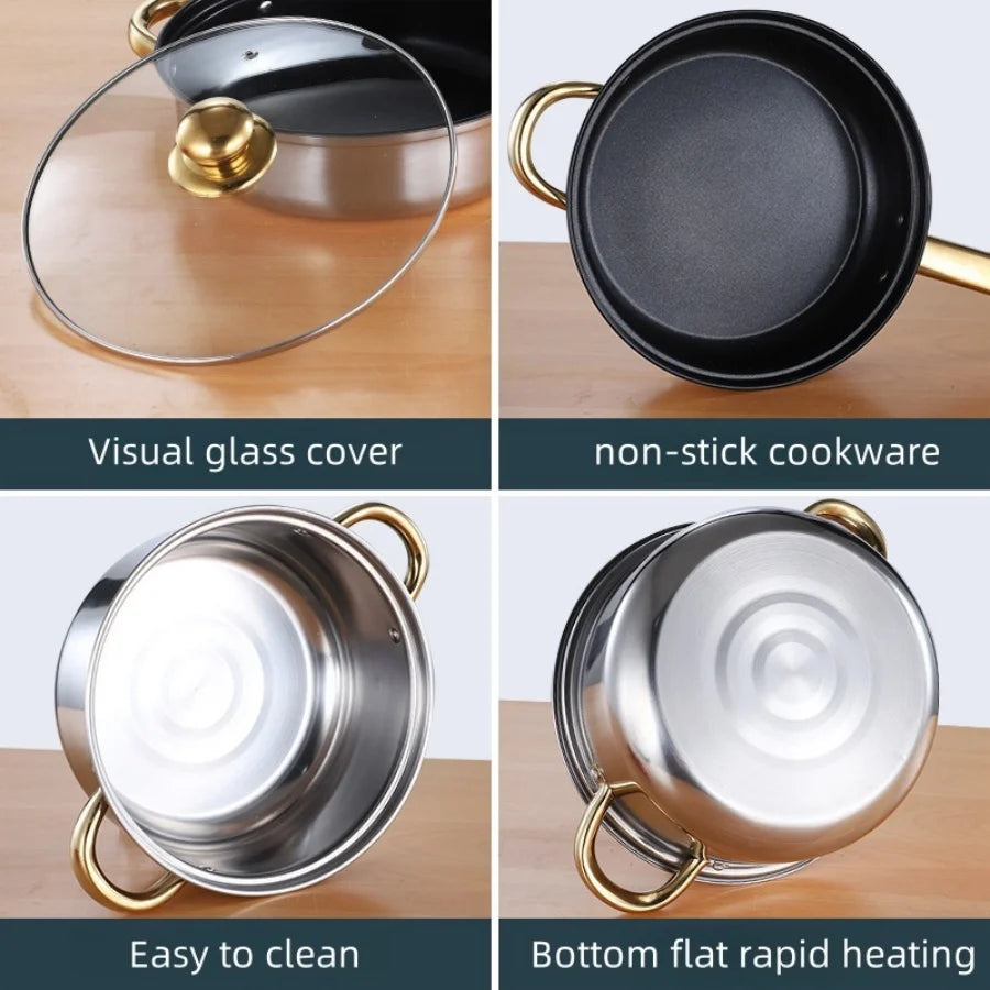 Thickened stainless steel cookware set, twelve piece set