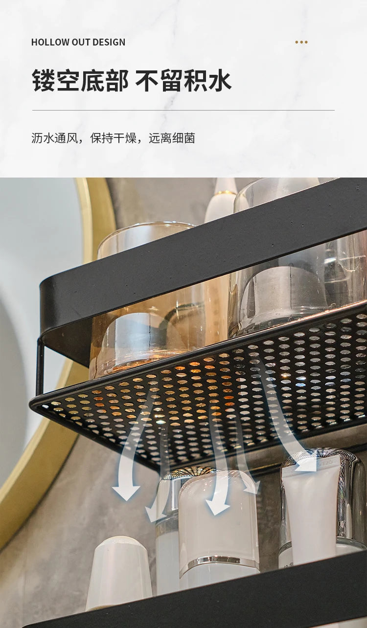 Gold storage rack bathroom storage rack wall mounted