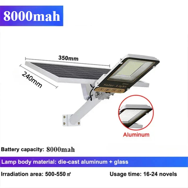 Aluminum 8000mah High Power Solar Light Outdoor Solar Street