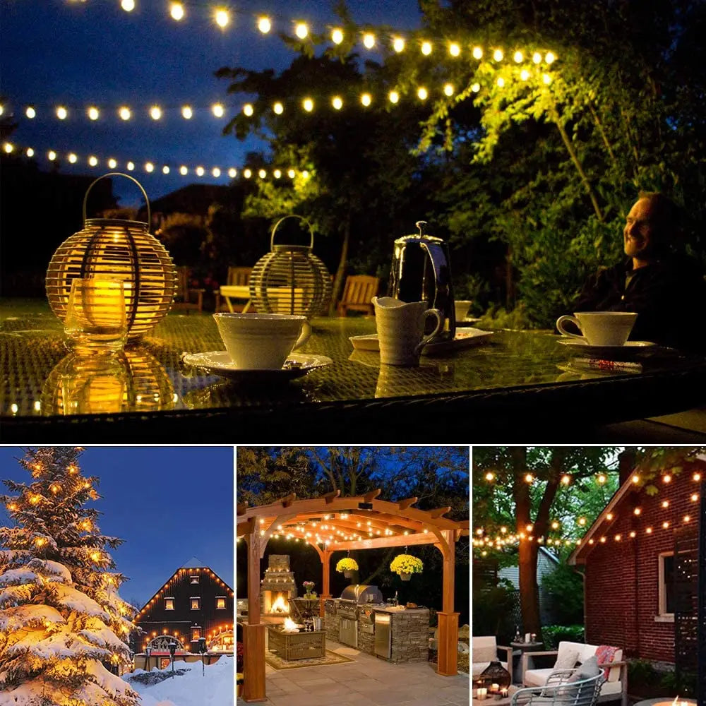 Solar G40 Outdoor String Lights with Remote Controls LED
