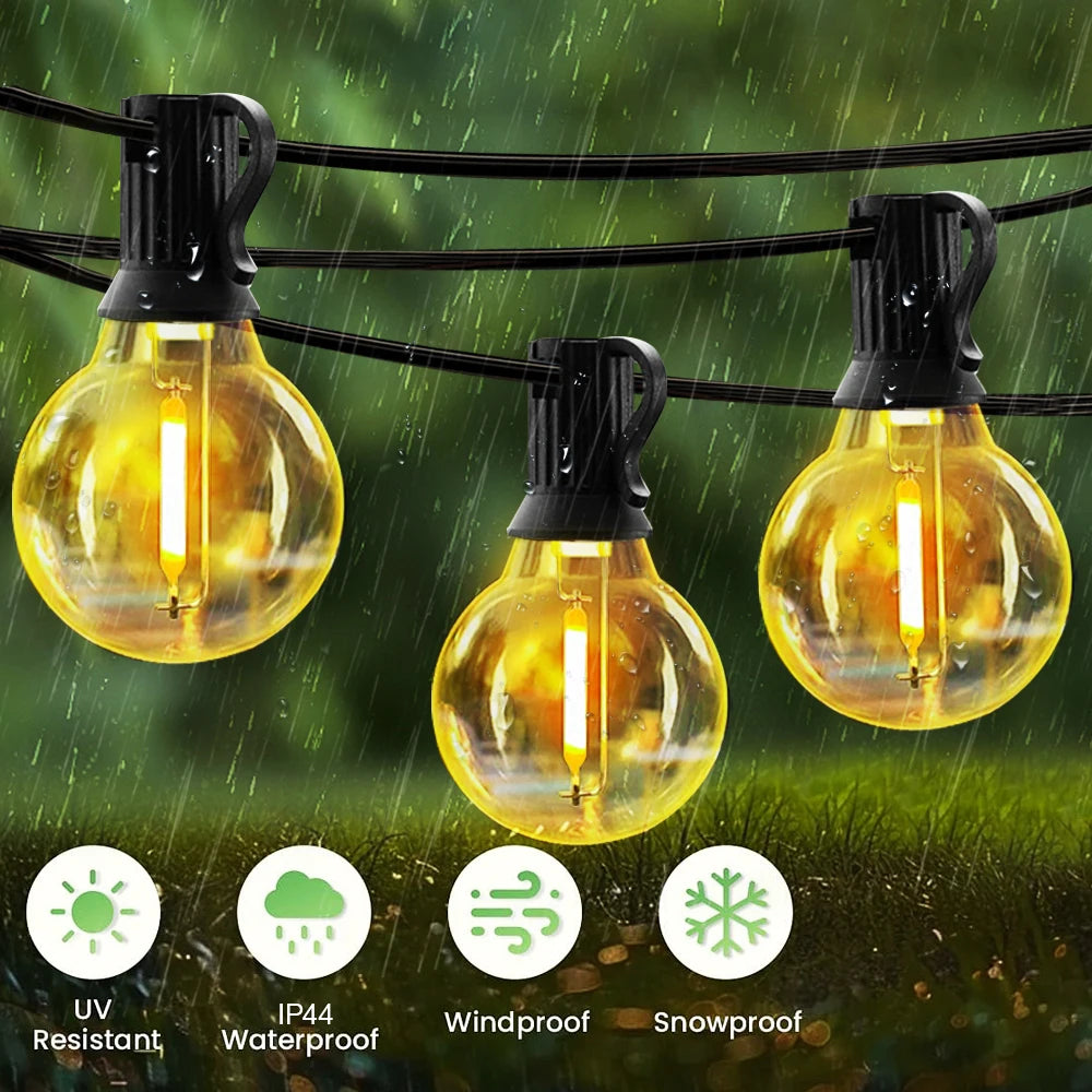 Solar G40 Outdoor String Lights with Remote Controls LED