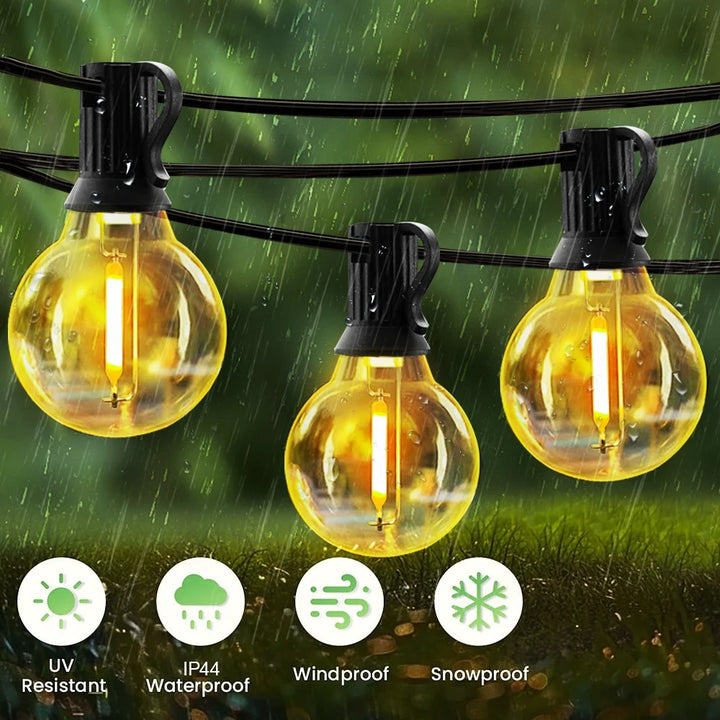 Solar G40 Outdoor String Lights with Remote Controls LED