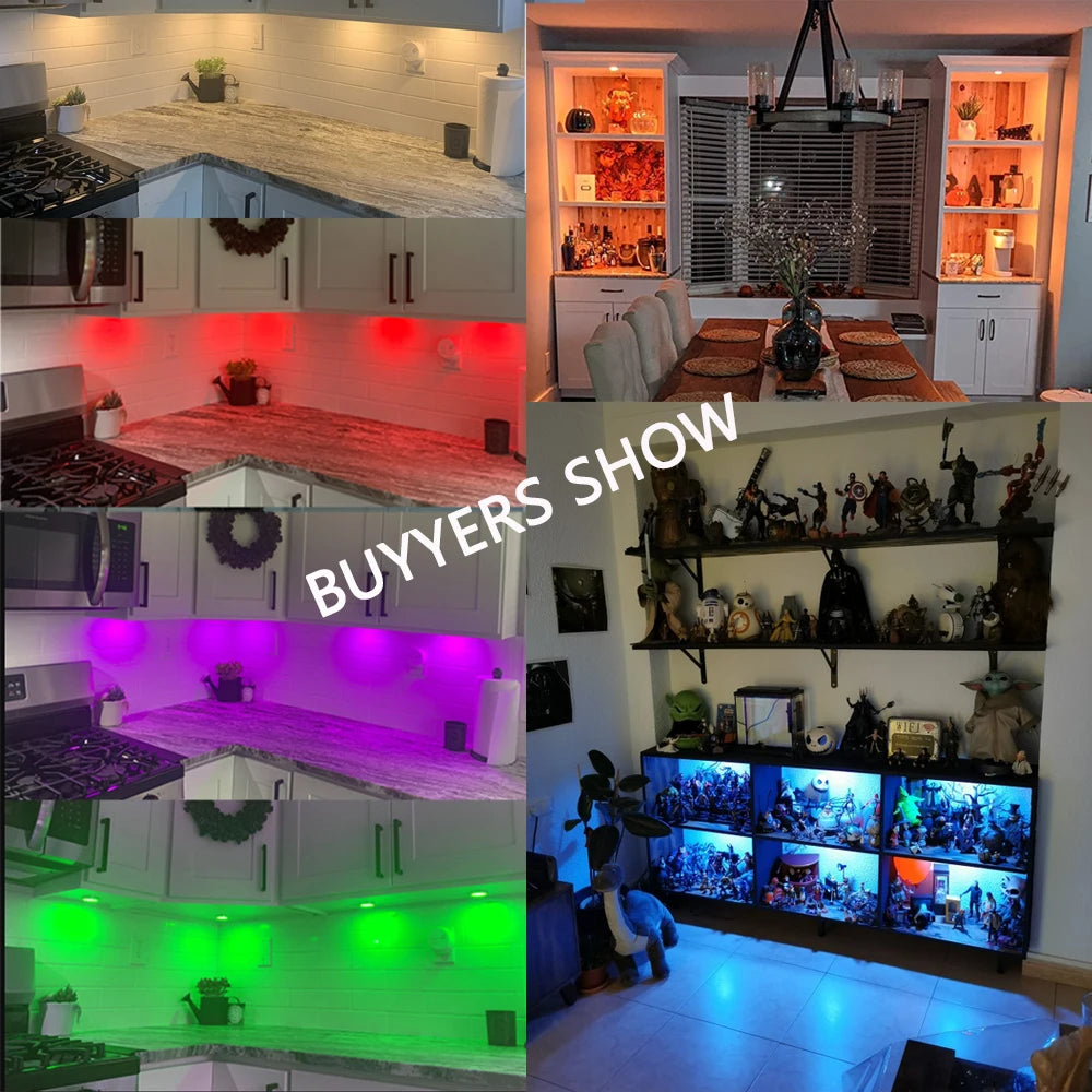 DC12V Tuya WIFI RGB LED Under Cabinet Light Dimmable Puck Light Festival