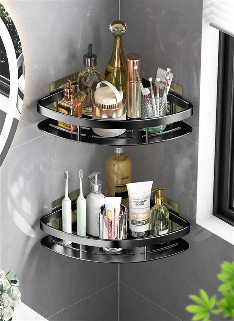 No Drill Wall Corner Bathroom Shelf Corner Shelf Storage Organizer