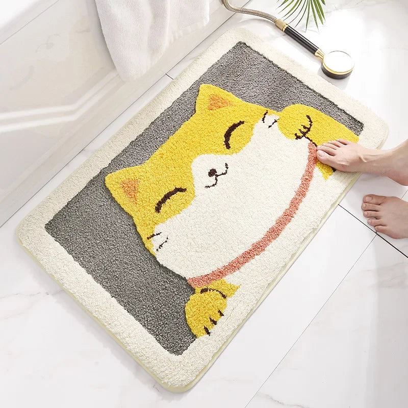 Frog and Bear Flocking Bath Mat Home Decoration Door Mat