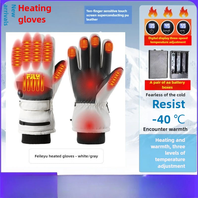 2025 Smart Heated Ski Gloves USB Recharge 3-Heat Carbon Fiber Waterproof