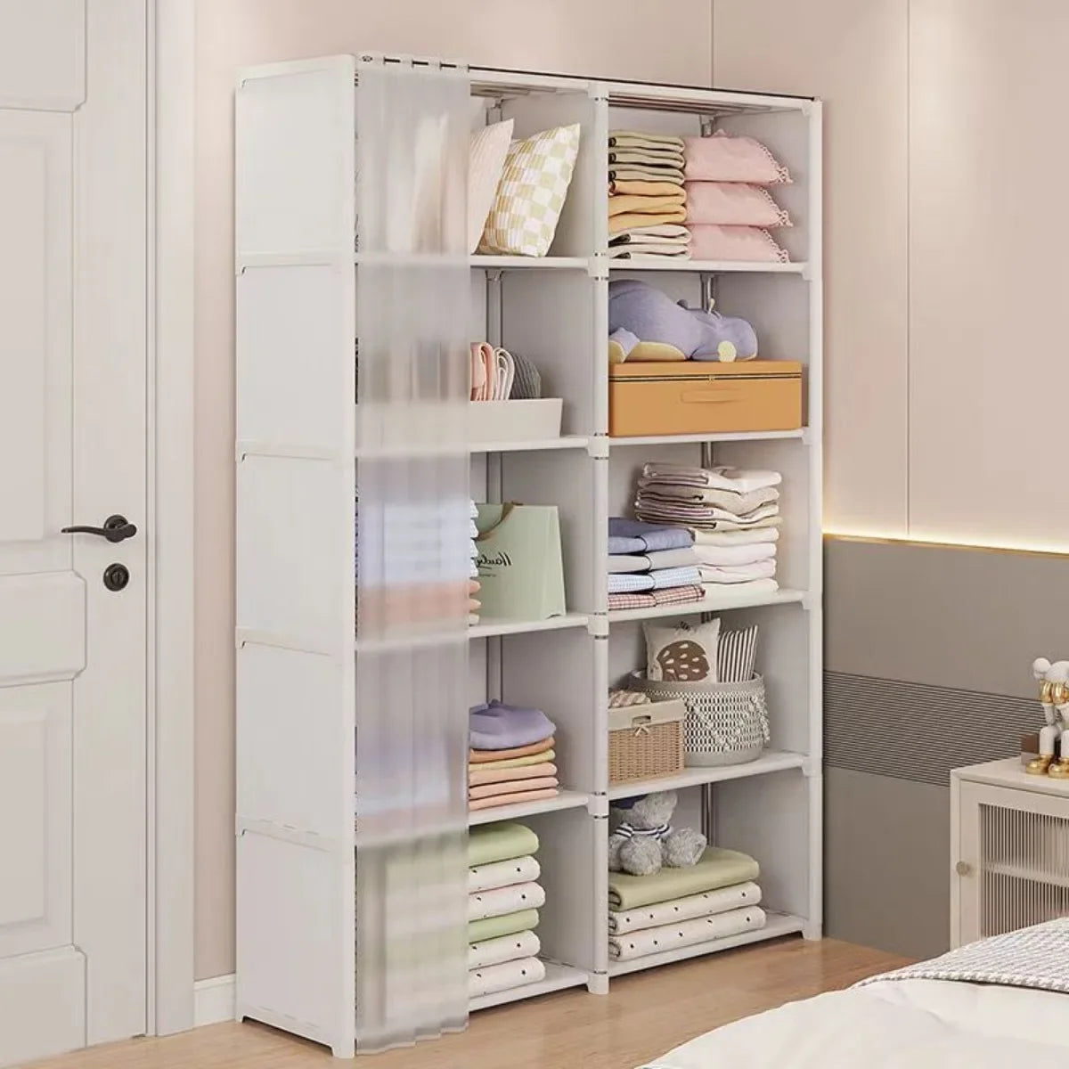 6/5 Layers Dustproof Wardrobe High Capacity Partition Bookshelf