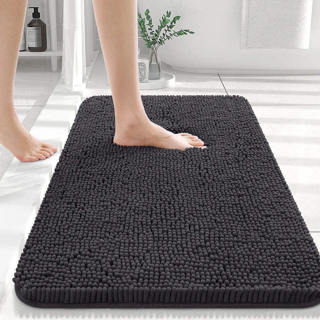 HAPIHAPPY New Chenille Bathroom Rug Mat Extra Soft Thick