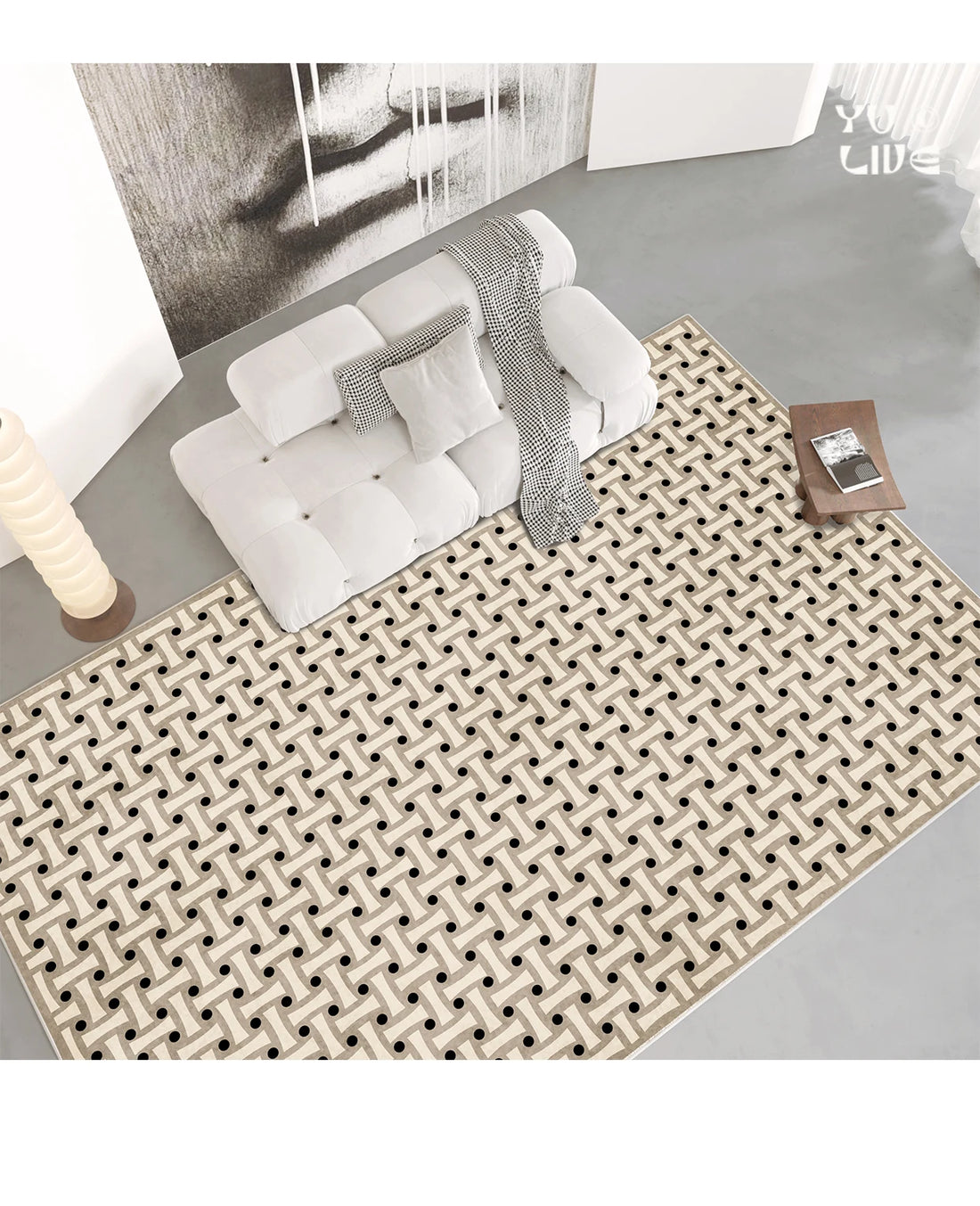 French Retro Rugs for Bedroom Checkerboard Living Room Decoration