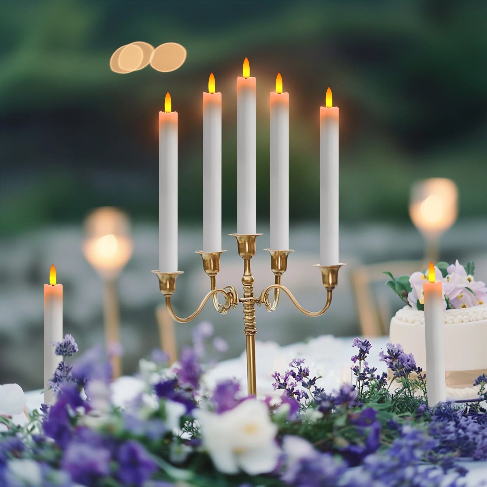 LED Flameless Taper Candles Flickering with 10-Key Remote