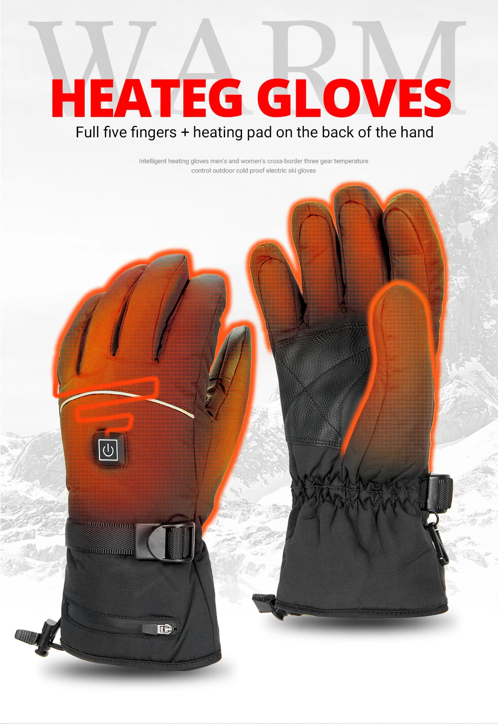 Electric Heated Gloves Winter Skiing Heated Gloves Moto Warm Waterproof