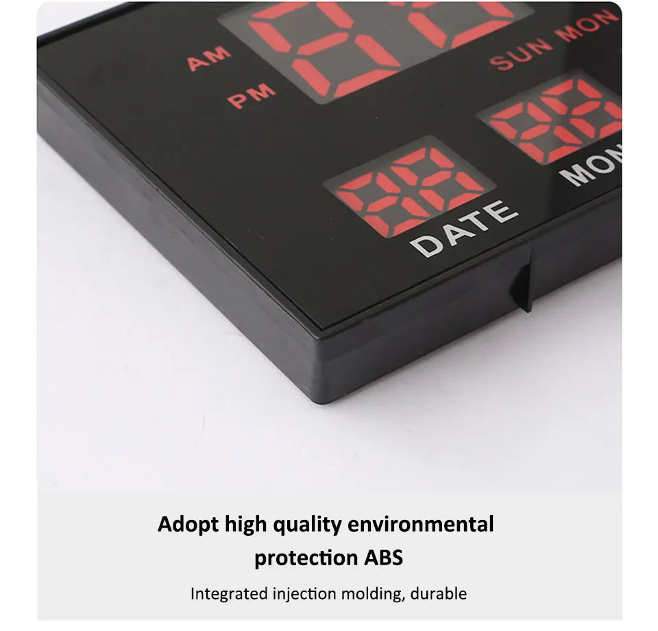 Digital Large Wall Clock Alarm Temperature Date Calendar Display