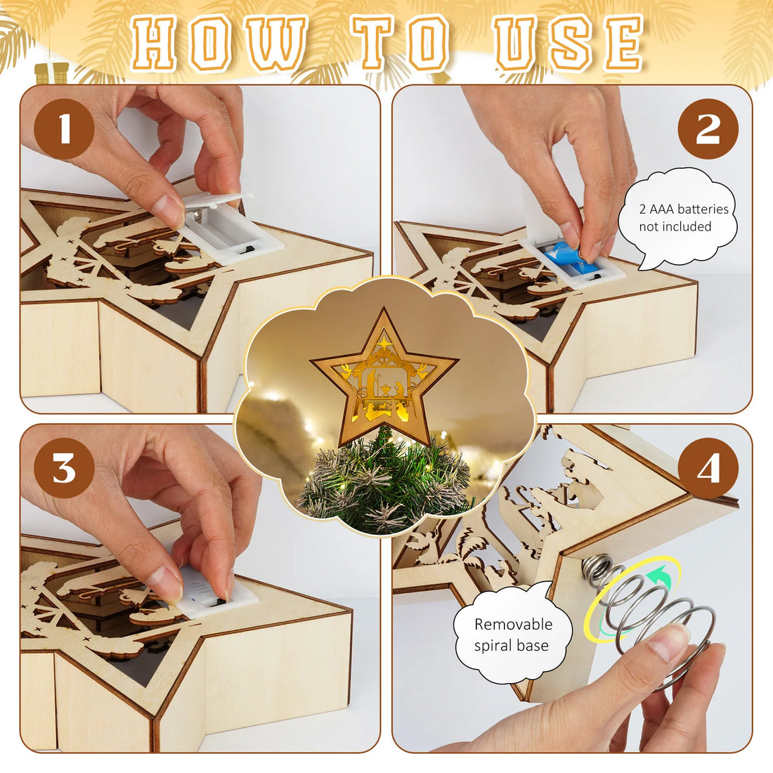 OurWarm Christmas Tree Topper Star Lighted, with Lights