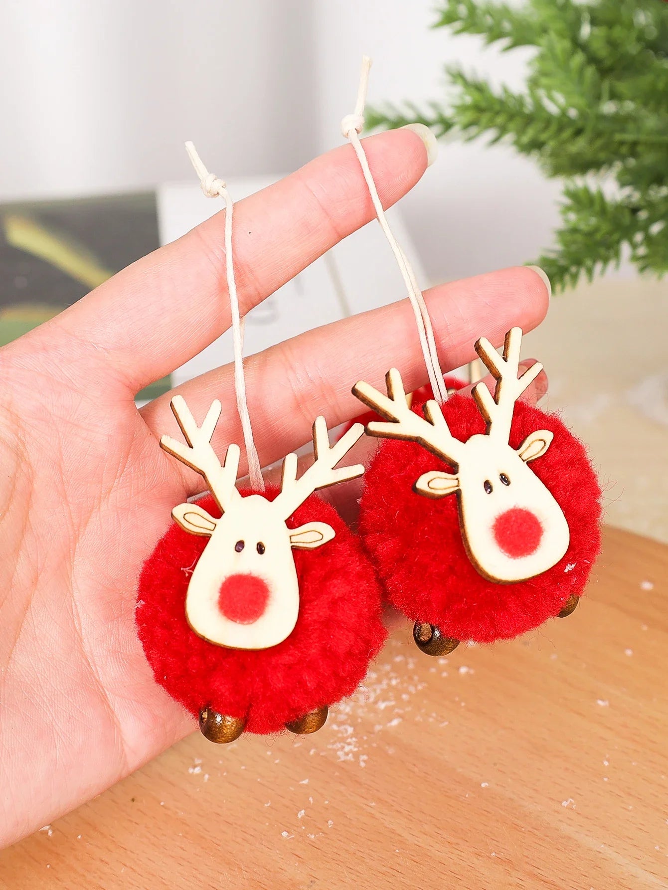 20/1Pcs Christmas Felt Wooden Elk Hanging Ornaments Cute Reindeer Xmas