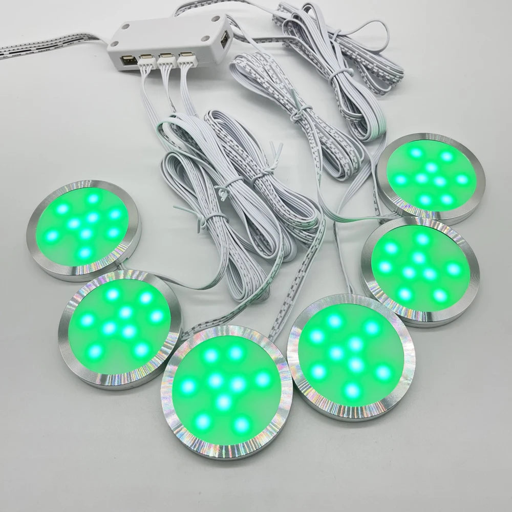 DC12V Tuya WIFI RGB LED Under Cabinet Light Dimmable Puck Light Festival