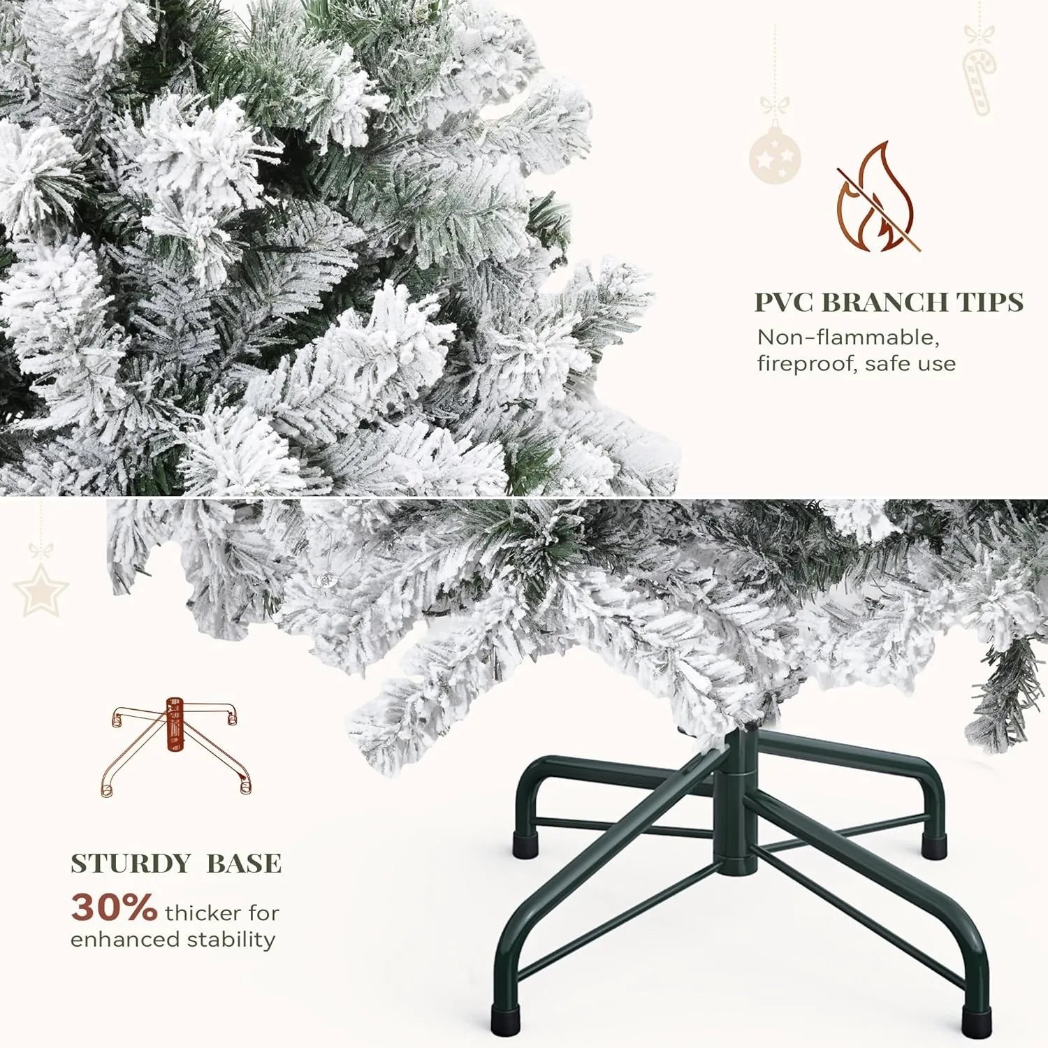 9-Foot Snow Flocked Prelit Christmas Tree