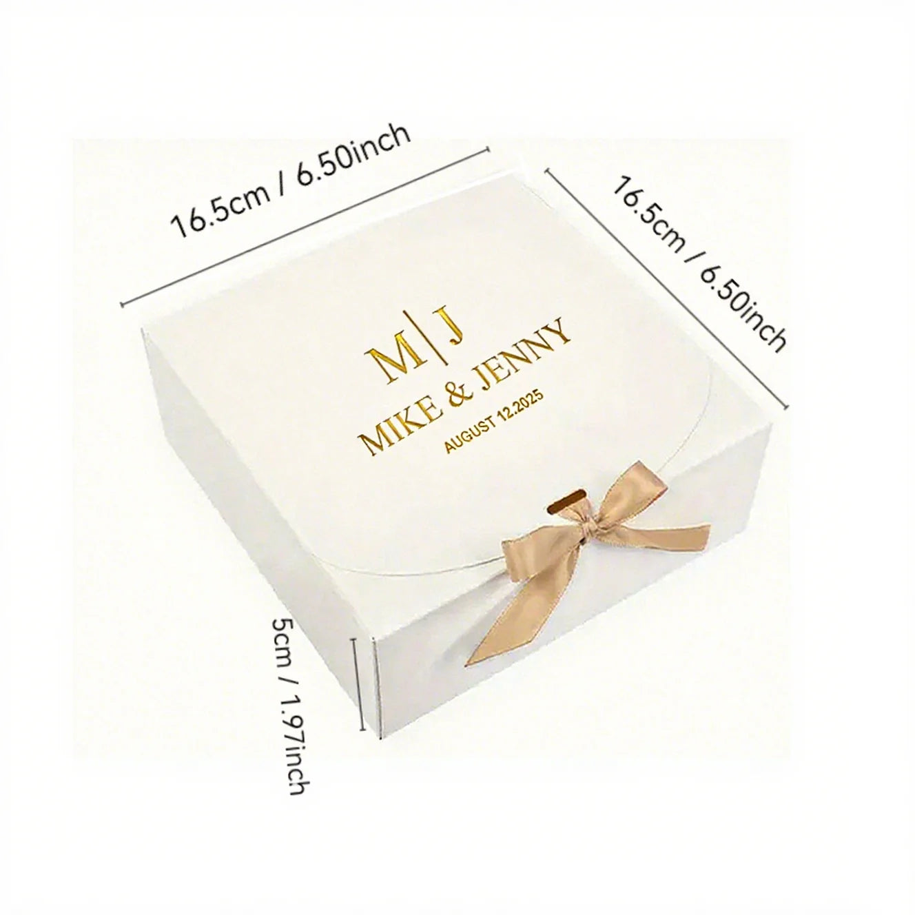 5PCS Customizable Wedding Favor Gift Boxes with gold stamping logo