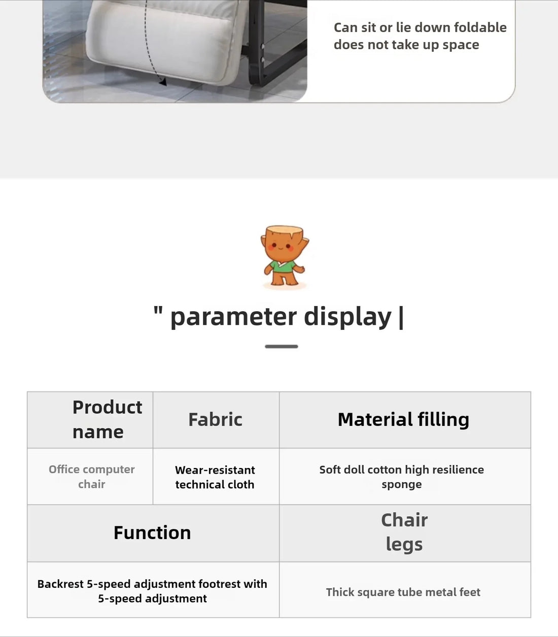 Reclining chair office lunch break folding chair