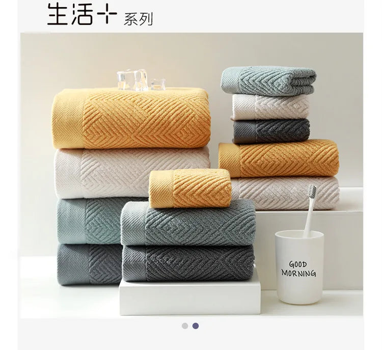 3Pcs/Pack Long-Staple Cotton Bath Towel Face Towel Set
