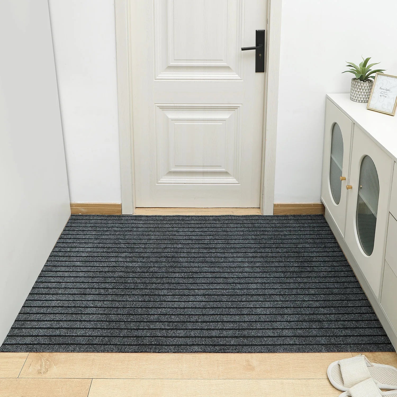 VIKAMA Entry Door Floor Mat Entryway Striped Carpet Anti Slip