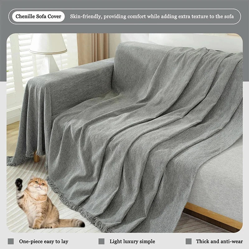 Cream Style Chenille Sofa Cover Sofa Towel Four Seasons