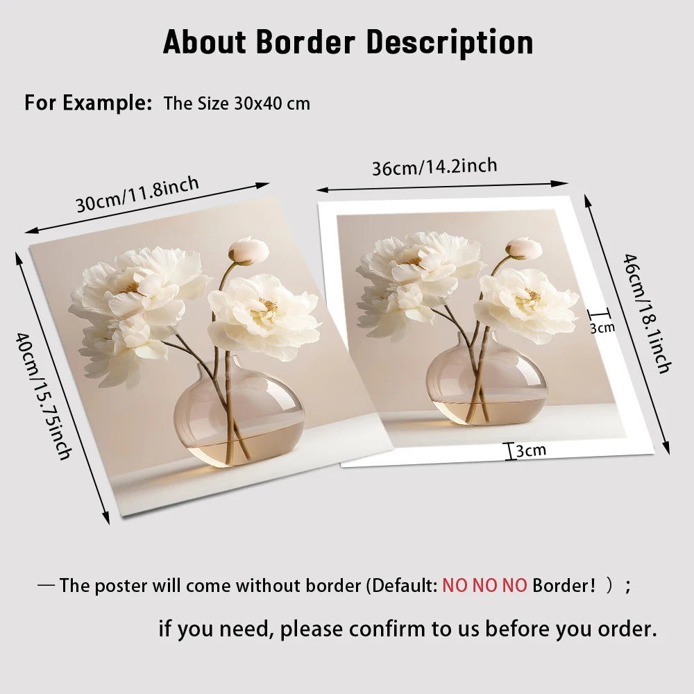 1PC/3PCS Frameless Nordic Beige Peony Flowers Canvas Painting