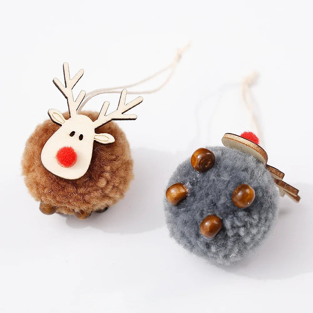 20/1Pcs Christmas Felt Wooden Elk Hanging Ornaments Cute Reindeer Xmas