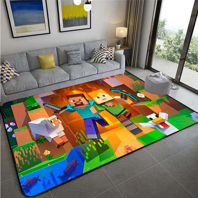 3D Game M-MINE Sandbox Carpet for Living Room Decor Bedroom