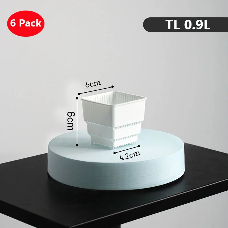 6 Pack Square Succulent Pots - Air Prunning Plastic Planters for Cactus