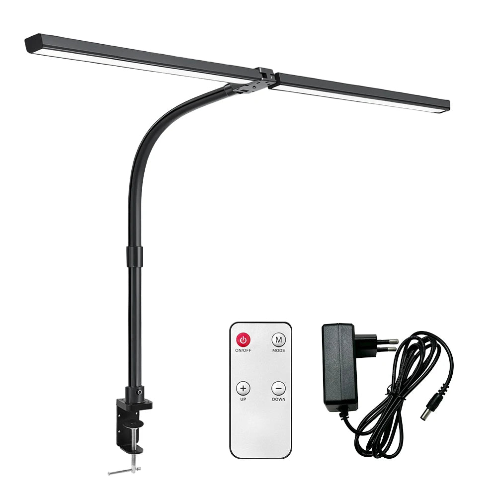 280LED 24W Double-Head Desktop Clip Lamp Ultra Bright Remote Control