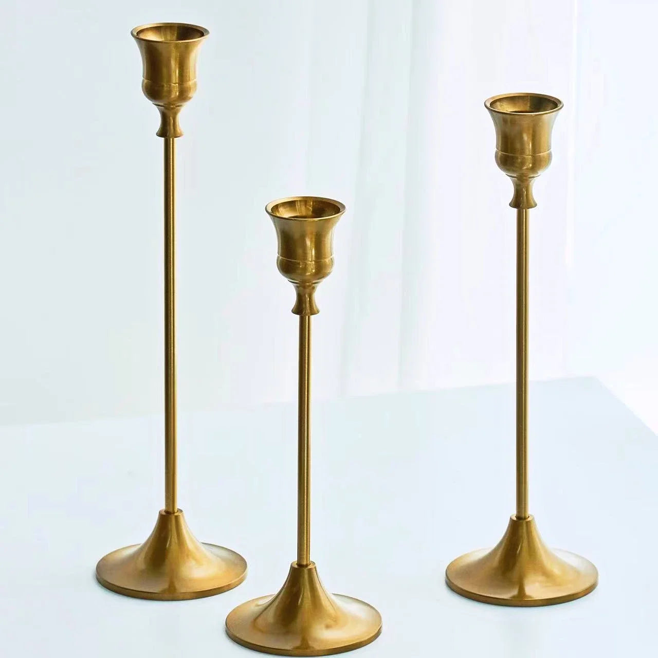 3pc Candlestick Holders Kit Brass Gold Candlestick Set