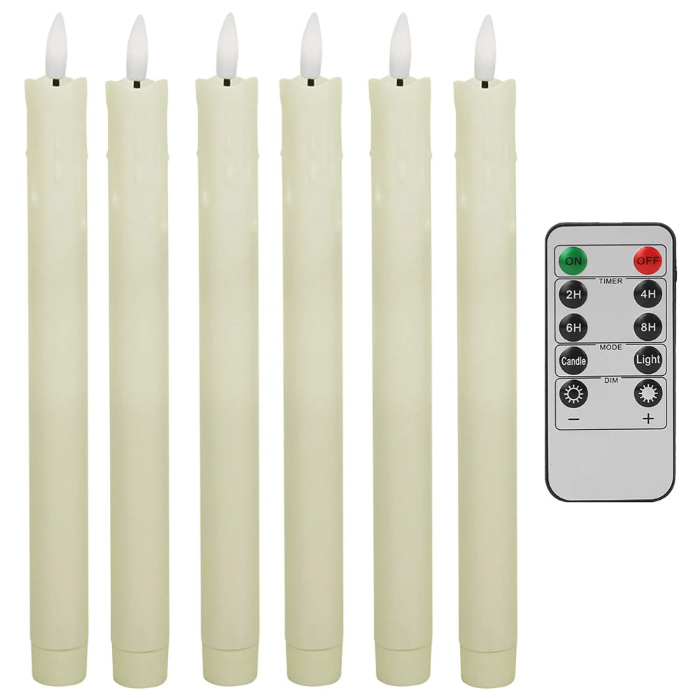 LED Flameless Taper Candles Flickering with 10-Key Remote