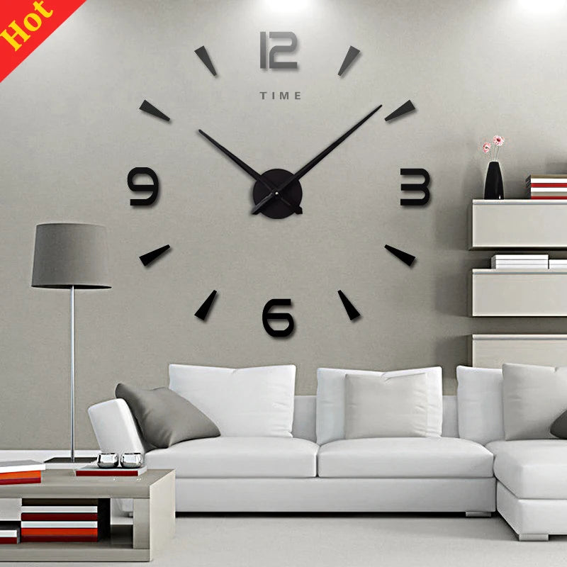 Large Wall Clock Quartz 3D DIY Big Watch Decorative
