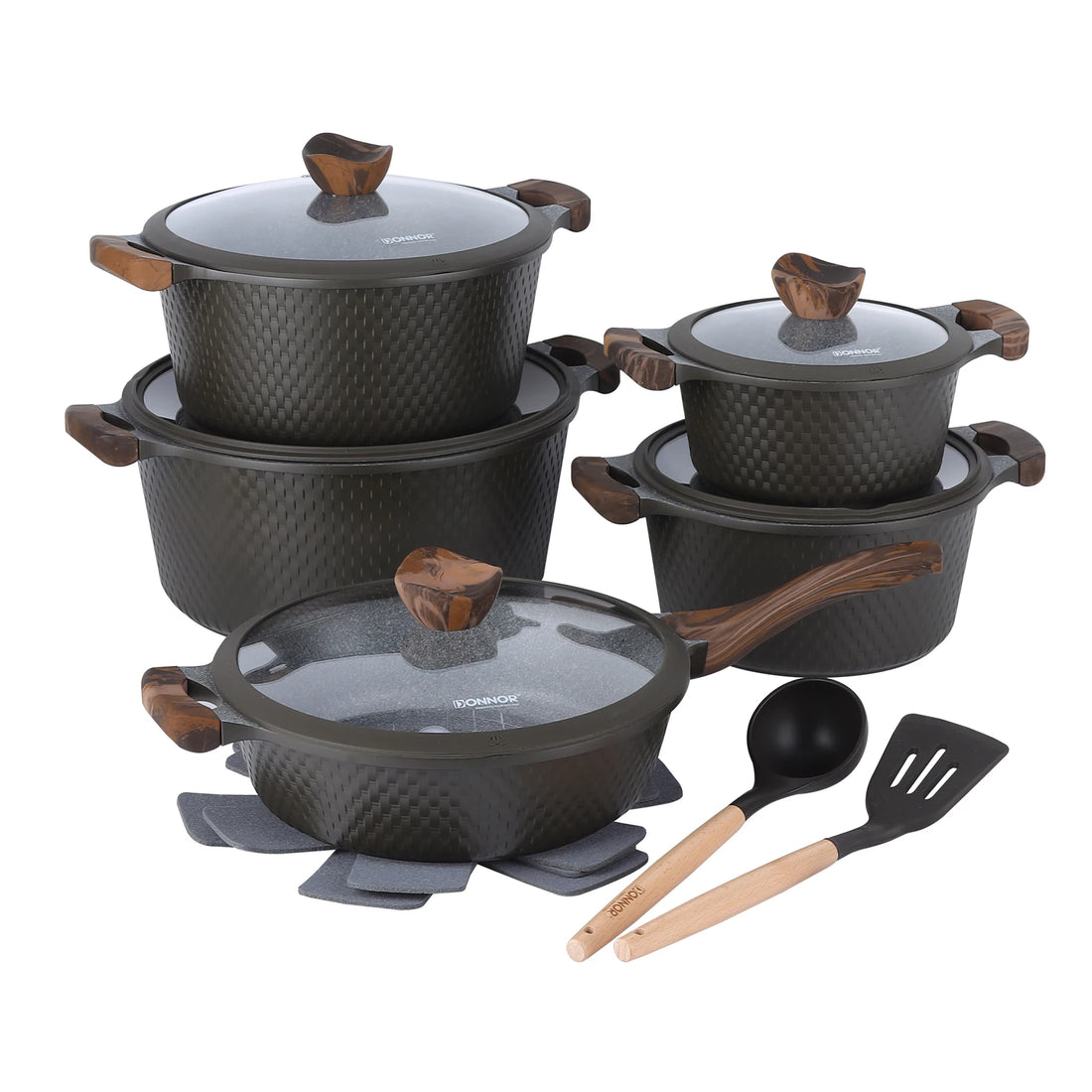 DONNOR 15-piece Pot Set, Non-stick Kitchen Cookware Set Non-stick
