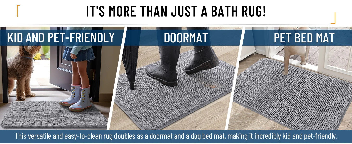 HAPIHAPPY New Chenille Bathroom Rug Mat Extra Soft Thick