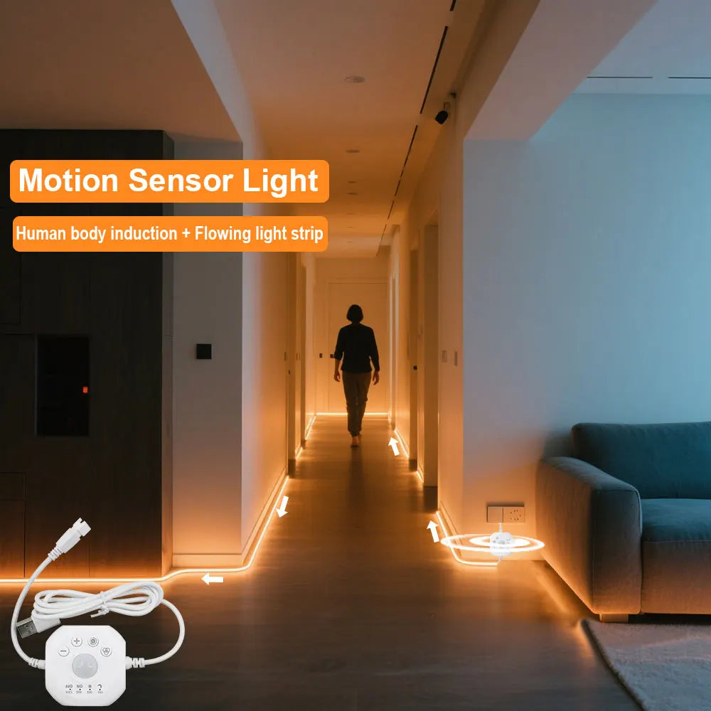 Flowing light strip LED Motion Sensor Light Indoor Under Bed Lights